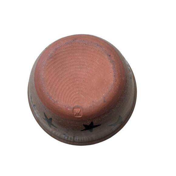 American Craft Revival Studio Pottery Star Unglazed Bowl Red Clay Hand painted - Picture 4 of 6